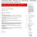 International journal of learning, teaching and educational research